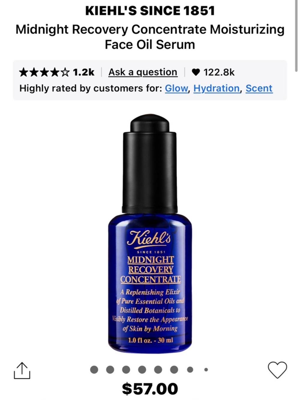 Kiehl's Midnight Recovery Concentrate - Blue Face Oil Serum